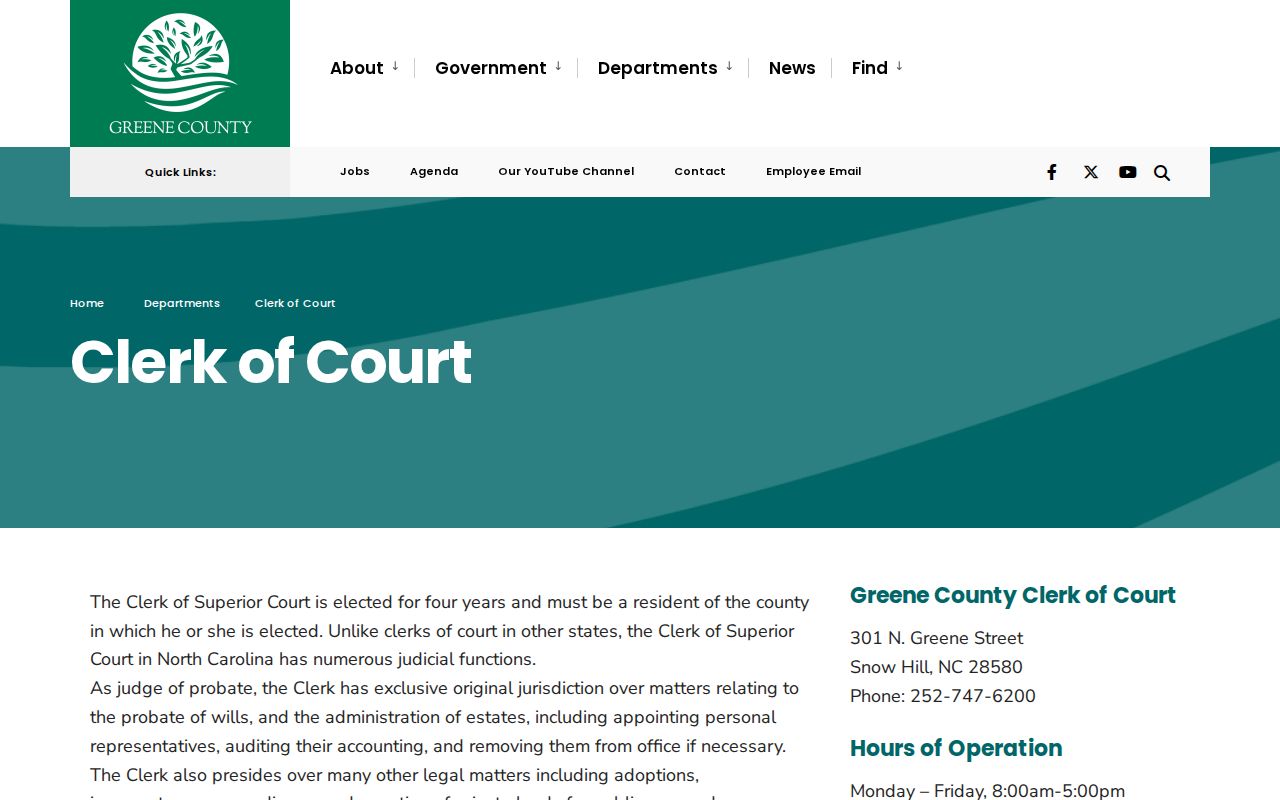 Greene County court records Clerk of Court office information