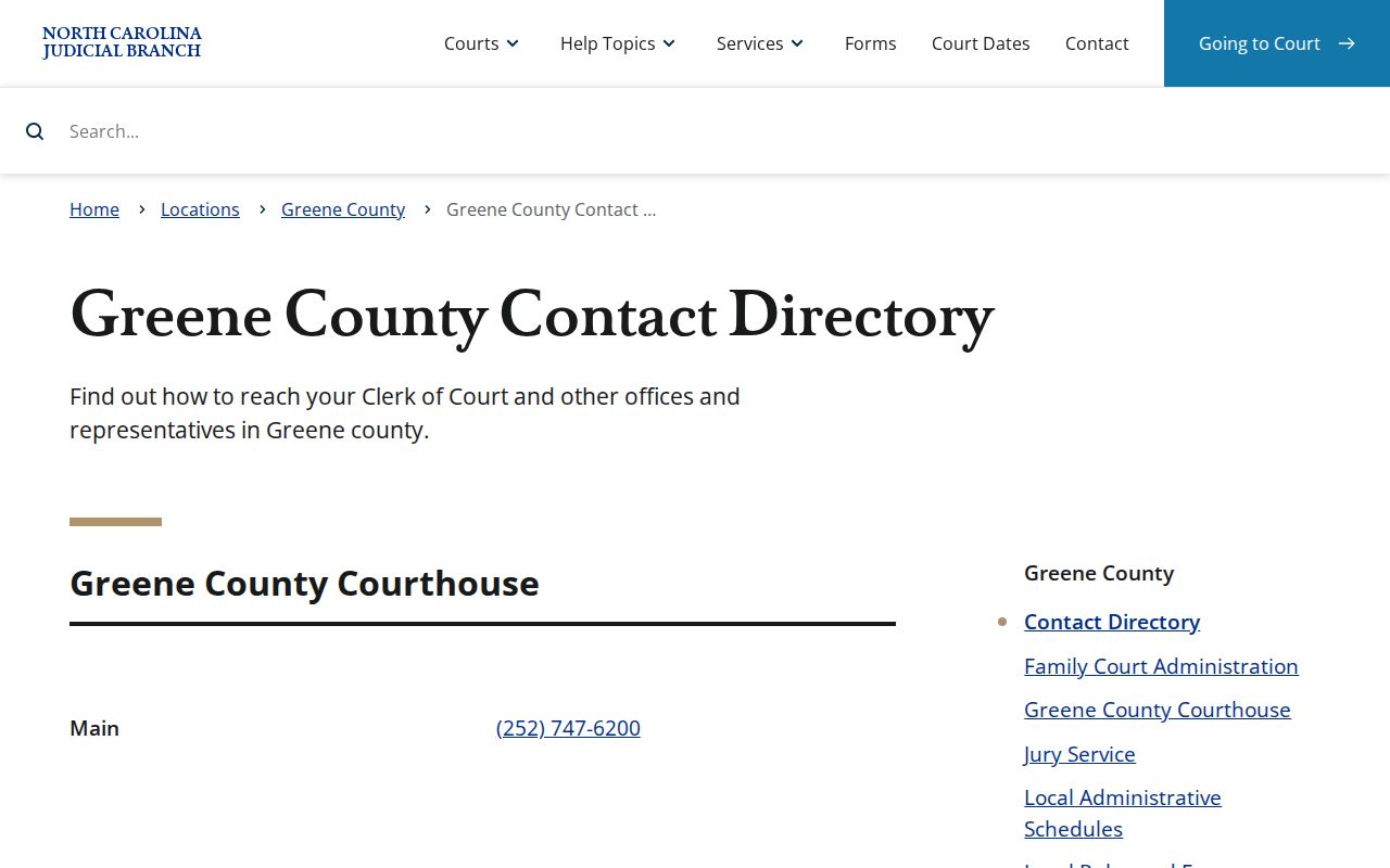 Greene County court records clerk contact directory