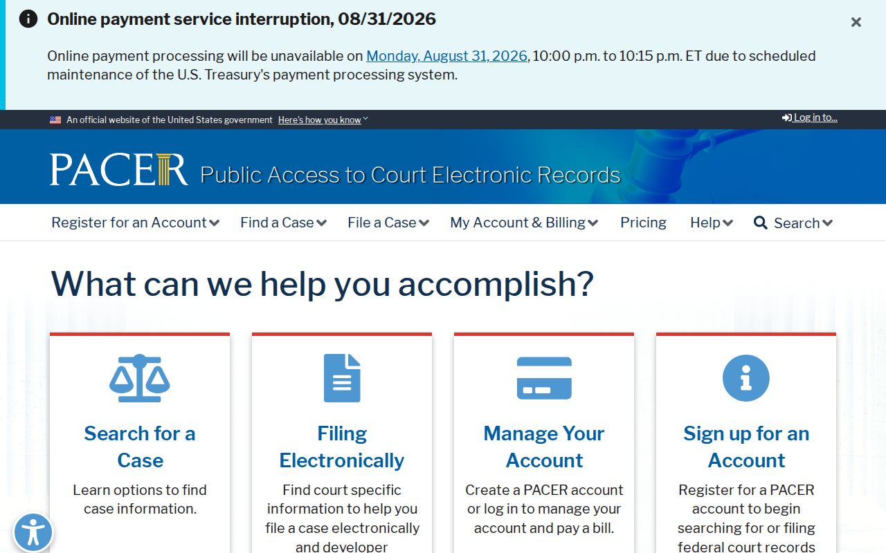 Greene County court records federal PACER docket distinction